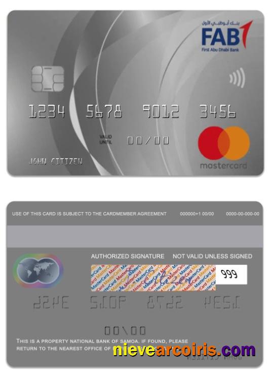 Saudi Arabi Fisrt Abu Dabi Bank platinum world credit mastercard